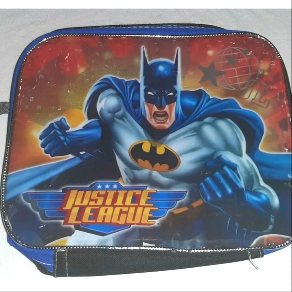 Batman Justice League Zipper Lunch Bag Pre-owned 10 Inch By 9 Inch Missing Strap - Picture 1 of 5